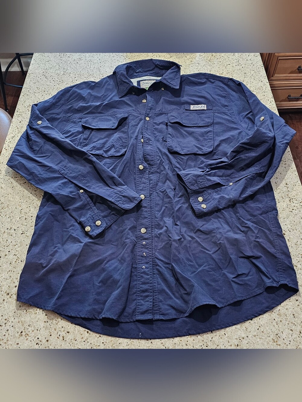Nautica Men’s Navy Long-Sleeve Casual Button-Down Shirt